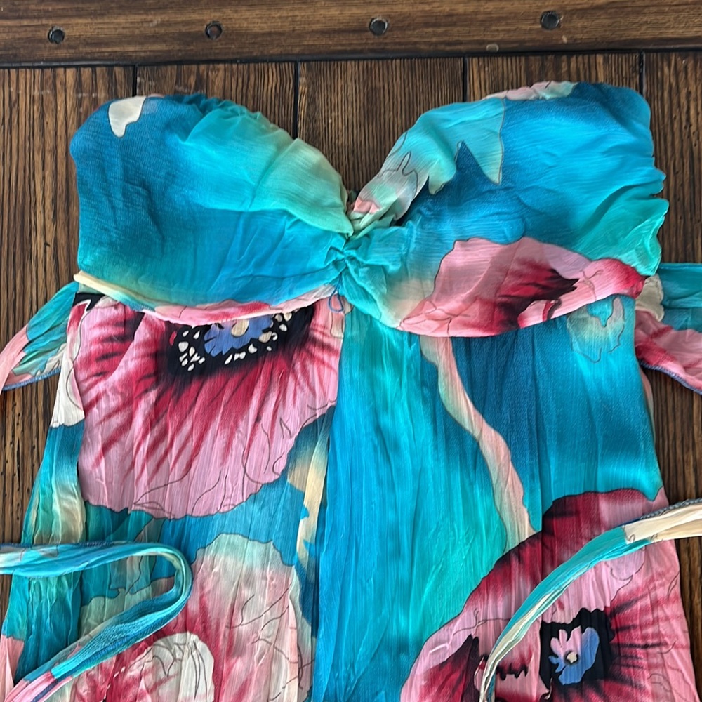EUC Xhilaration turquoise floral maxi dress